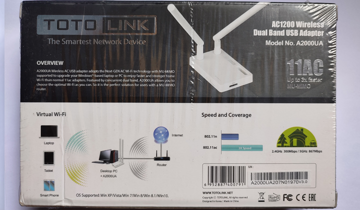 TOTOLINK A2000UA RTL8812BU Wifi Adapter For Kali Linux