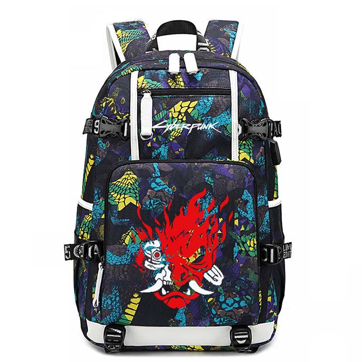 Cyberpunk 2077 school bag super cool skull logo backpack