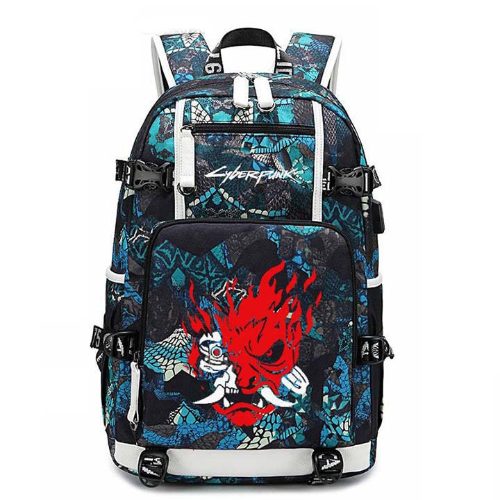 Cyberpunk 2077 school bag super cool skull logo backpack