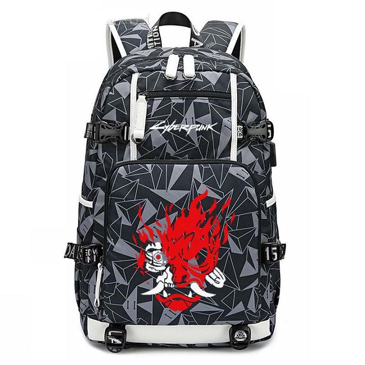 Cyberpunk 2077 school bag super cool skull logo backpack