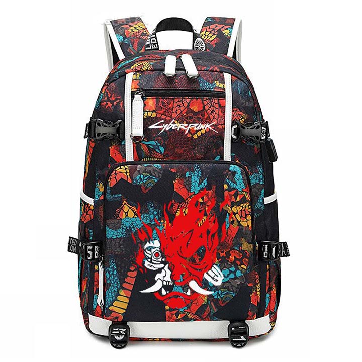 Cyberpunk 2077 school bag super cool skull logo backpack