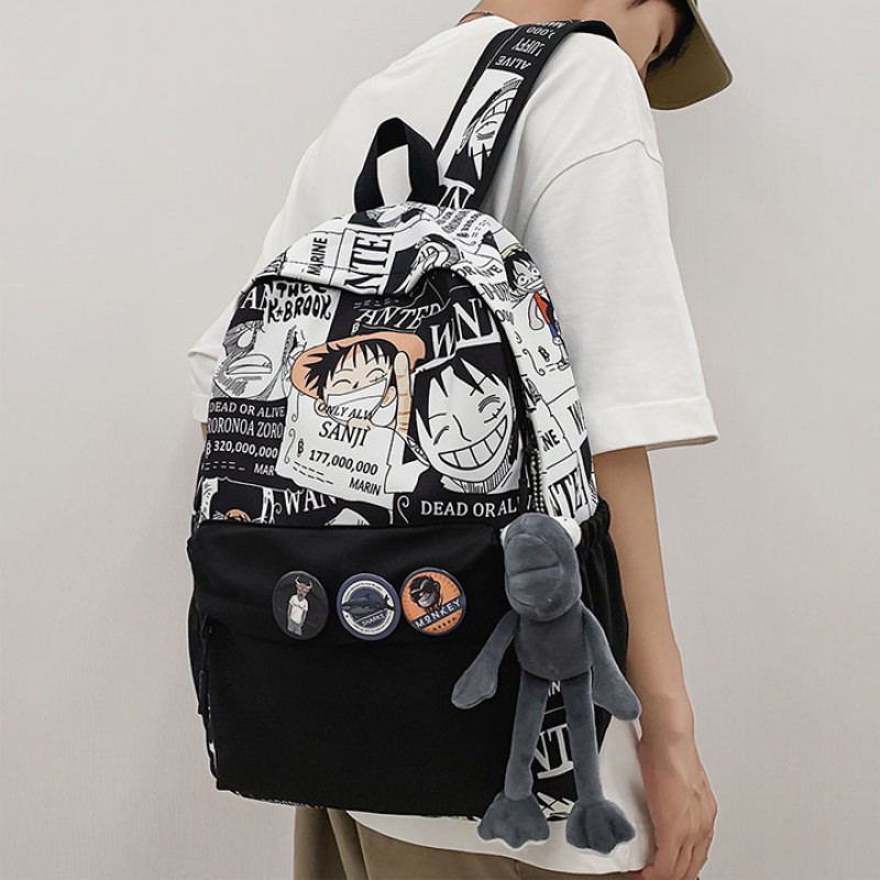 One Piece Anime Luffy School Backpack - Waterproof & Stylish