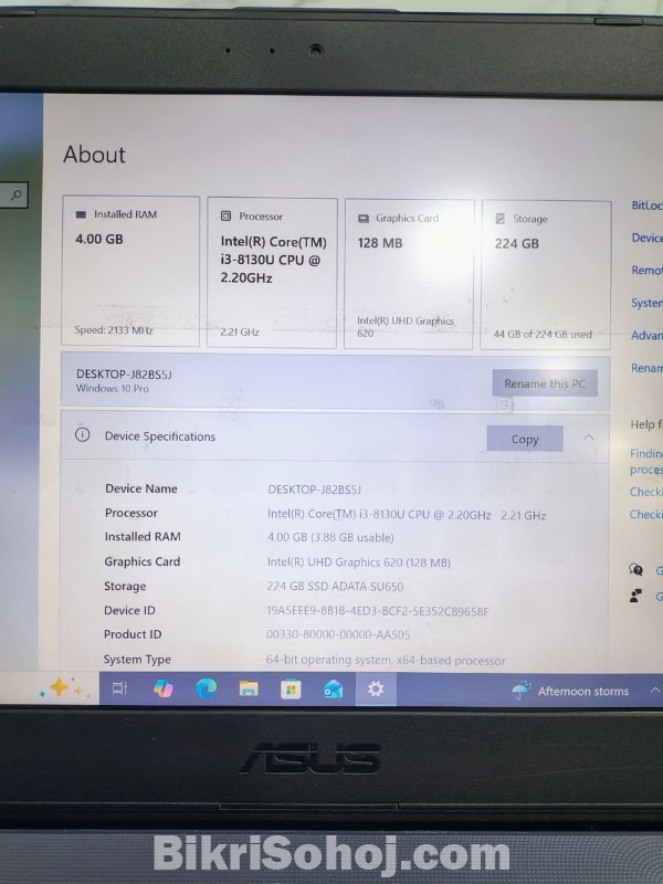 Asus P553UA Core i5/6th Gen 4GB 128GB SSD