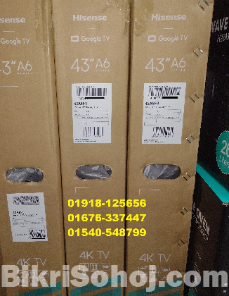 43 inch Hisense 43A6F3 UHD 4K Android Google DTS TV Official