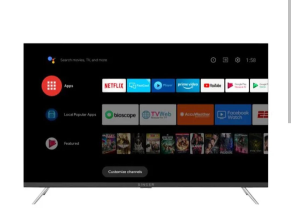 SINGER 32 INCHI FRAMLESS ANDROID SMART TV