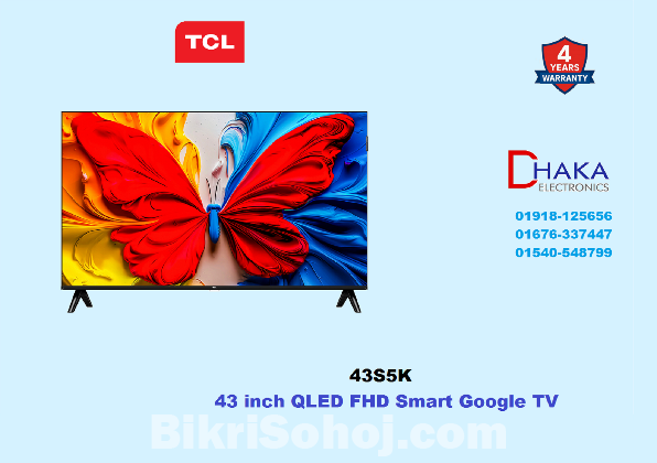 TCL 43 inch 43S5K QLED FHD Smart Google TV Official
