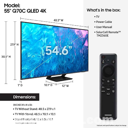 55″ (Q70C) Qled 4K Smart TV Samsung
