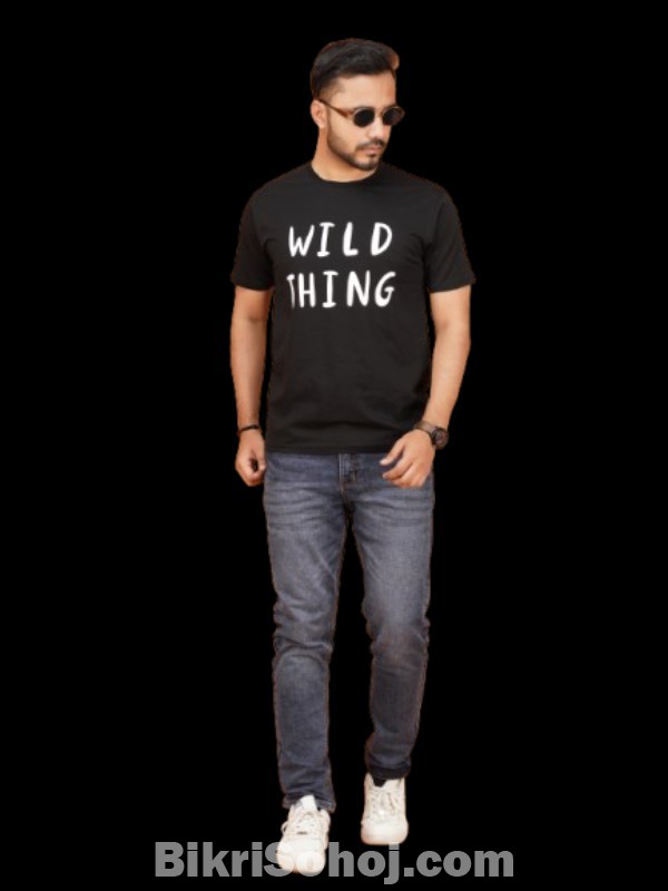 ZETEE's Black Printed Premium Cotton Round Neck T-Shirt bd