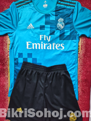 Retro Real Madrid 2018 Kit Blue Jersey And Black Shorts